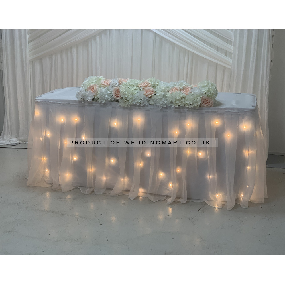6M LED Starlight Wedding Top Table Skirt - Warm White