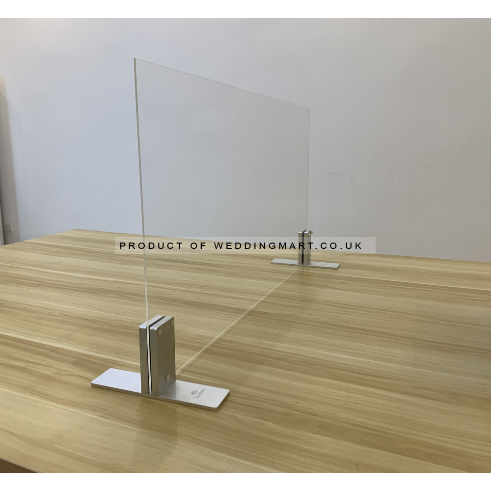 1000mm (w) x 800mm (h) Hanging Acrylic Sneeze Guard Screen with Aluminium Table Stands