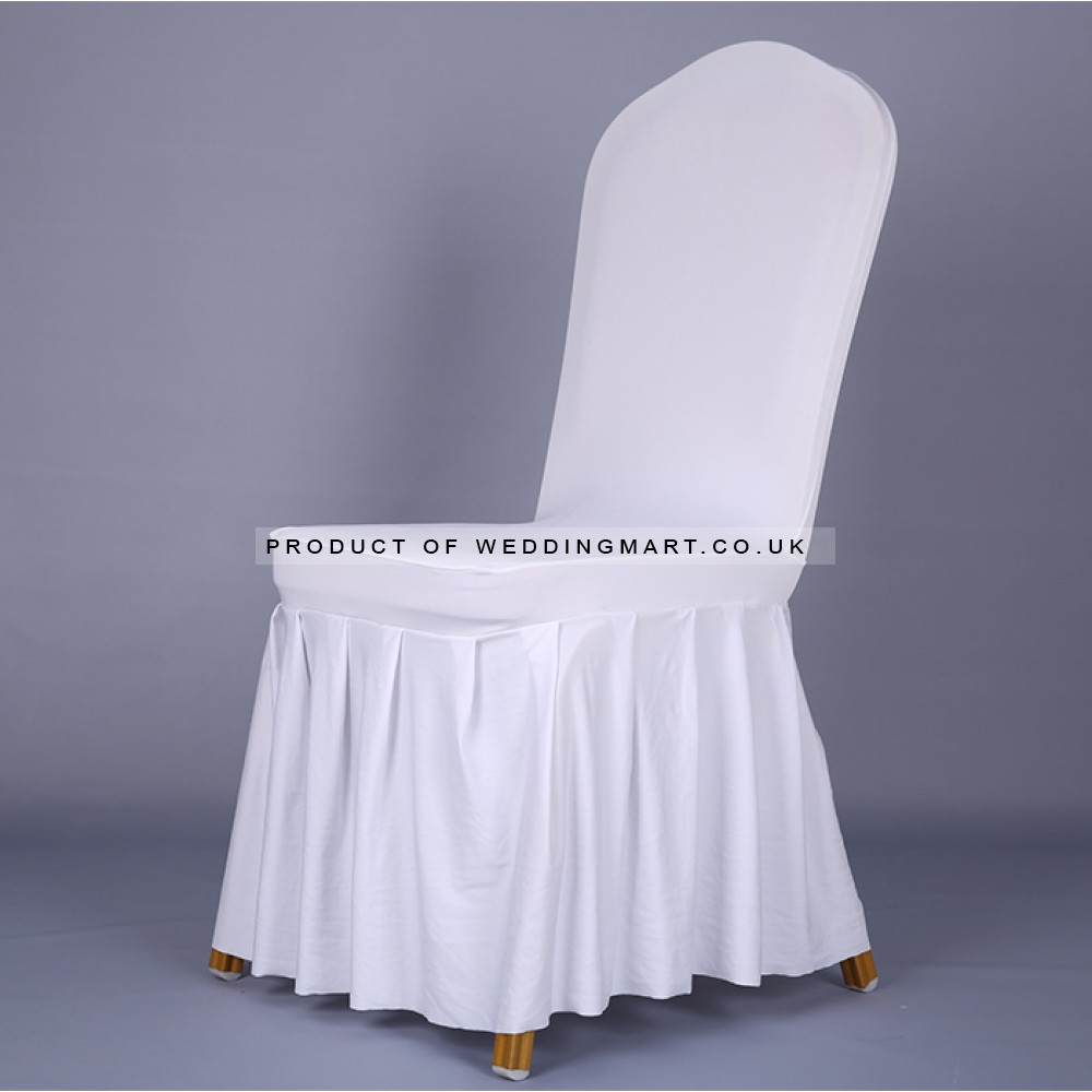 White Skirt Pleated Spandex Wedding Chair Covers