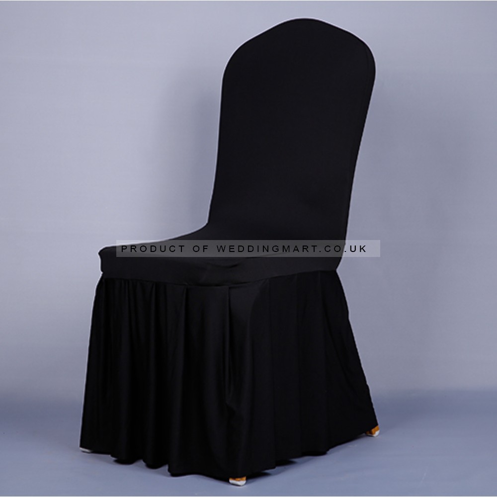 Black Skirt Pleated Spandex Wedding Chair Covers