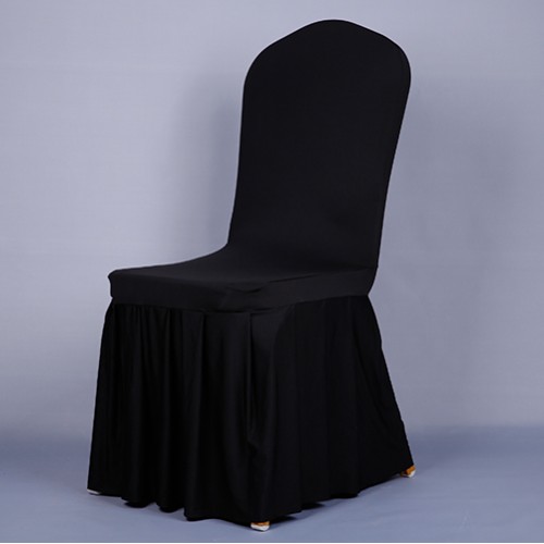 Pleated Skirt Chair Covers - BLACK