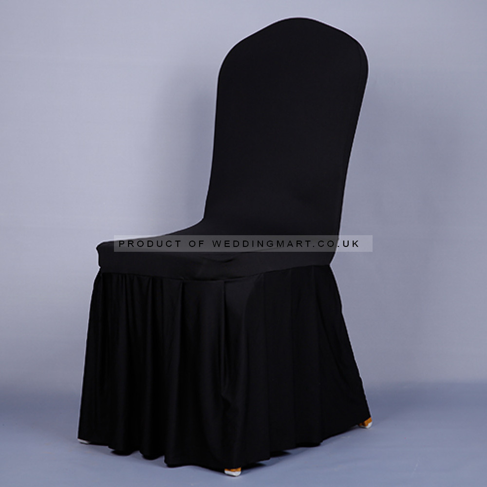 Pleated Skirt Chair Covers - BLACK
