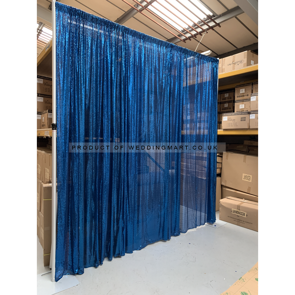 6m (w) x 3m (h) Sequin Wedding Backdrop Curtain -  Royal Blue