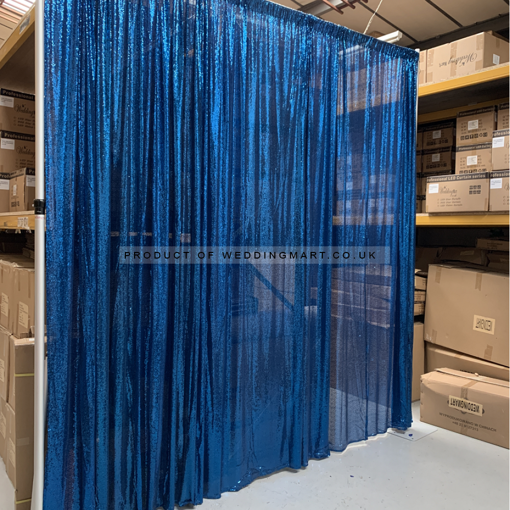6m (w) x 3m (h) Sequin Wedding Backdrop Curtain -  Royal Blue