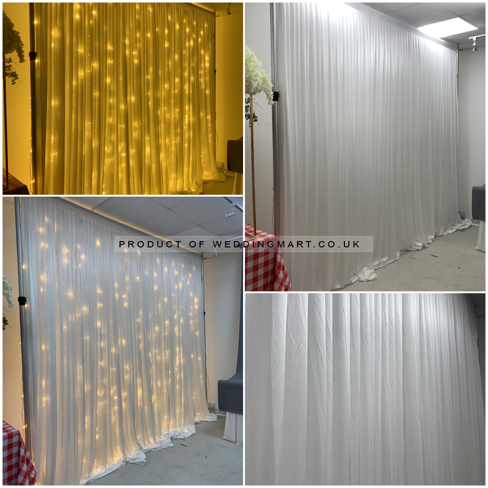 3m (w) x 5m (h) Wedding Backdrop Curtain - White