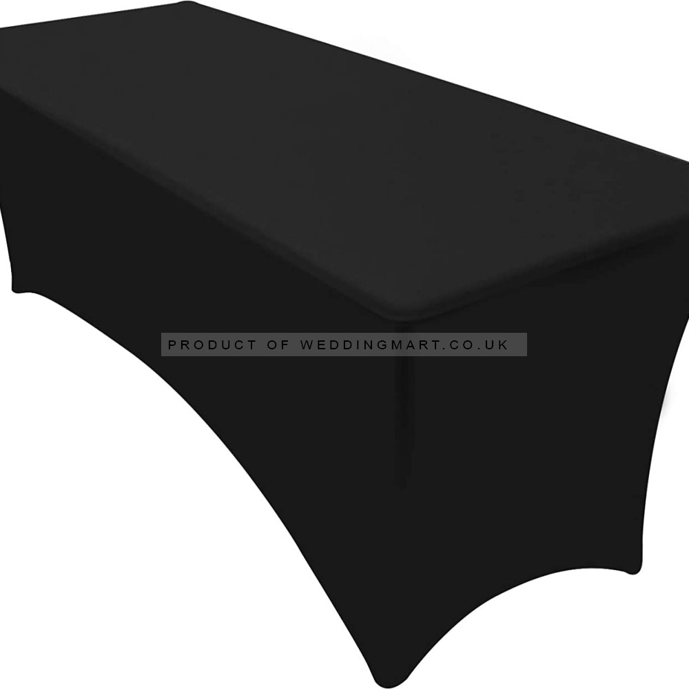 6ft Black Spandex Table Covers – Wholesale Spandex Tableclots for Wedding Decorators | WeddingMart