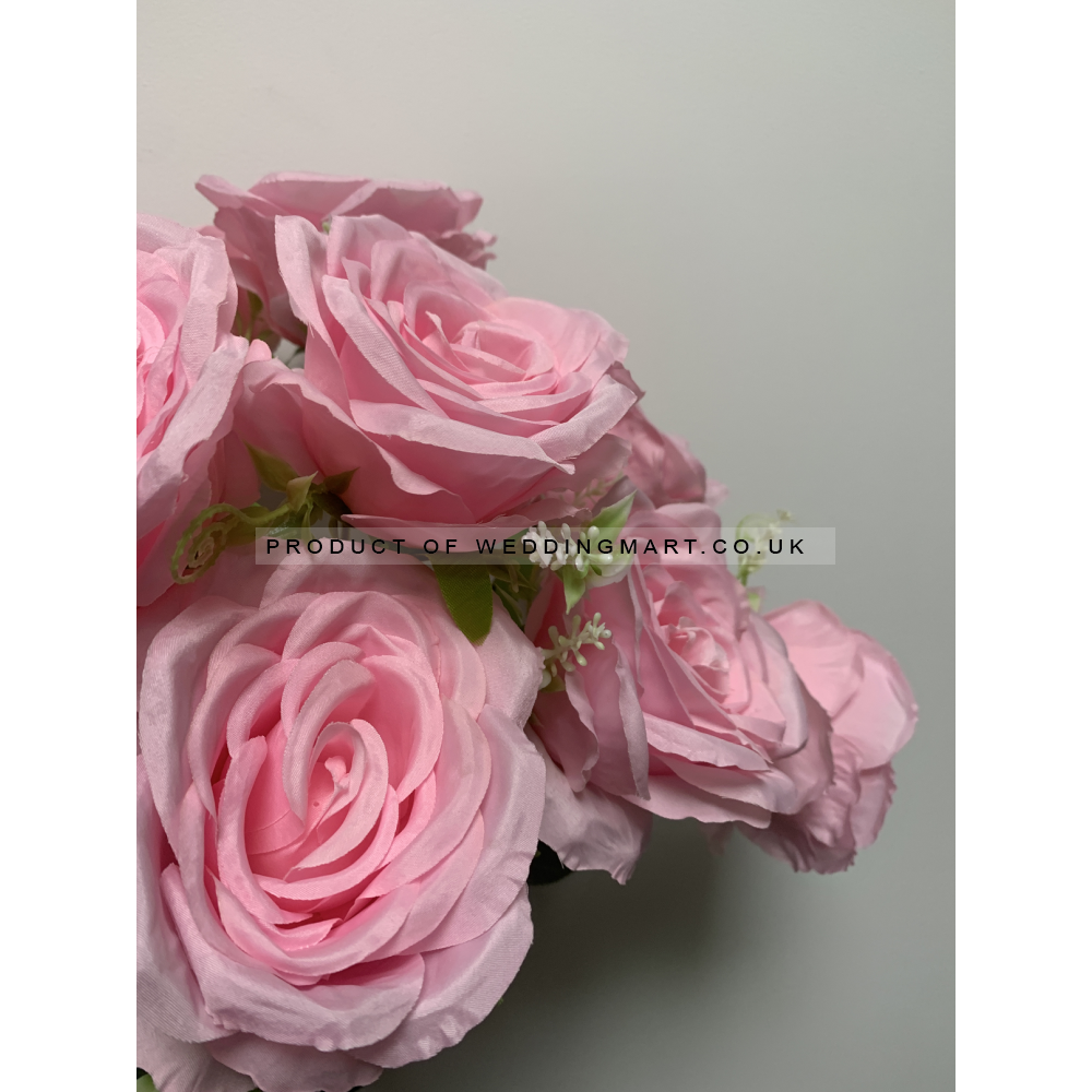 9 Heads Premium Artificial Rose Bouquet - Pink