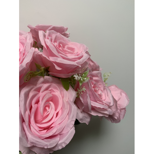 9 Heads Premium Artificial Pink Rose Bouquet