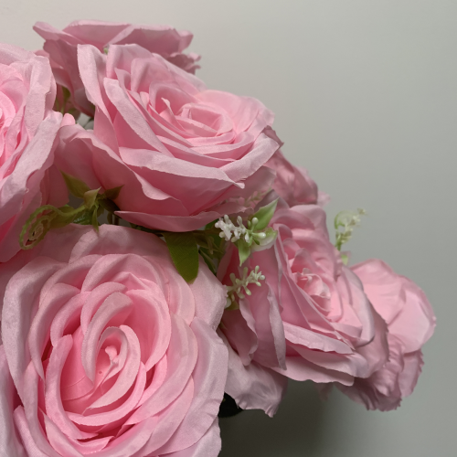 9 Heads Premium Artificial Rose Bouquet - Pink