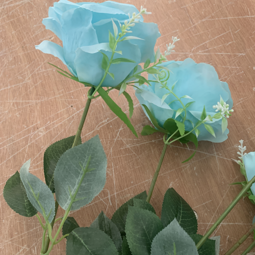 9 Heads Premium Artificial Rose Bouquet - Blue – Wholesale Rose Bouquets for Wedding Decorators | WeddingMart