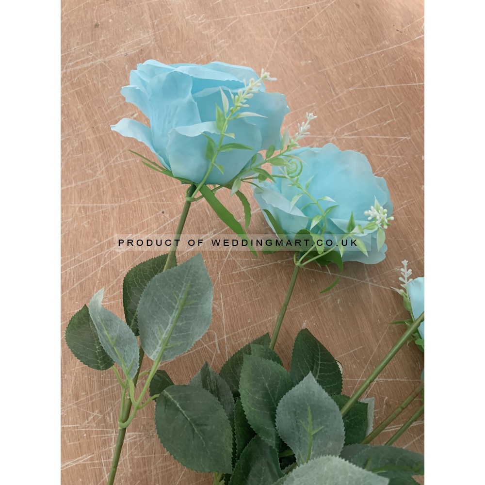 9 Heads Premium Artificial Blue  Rose Bouquet