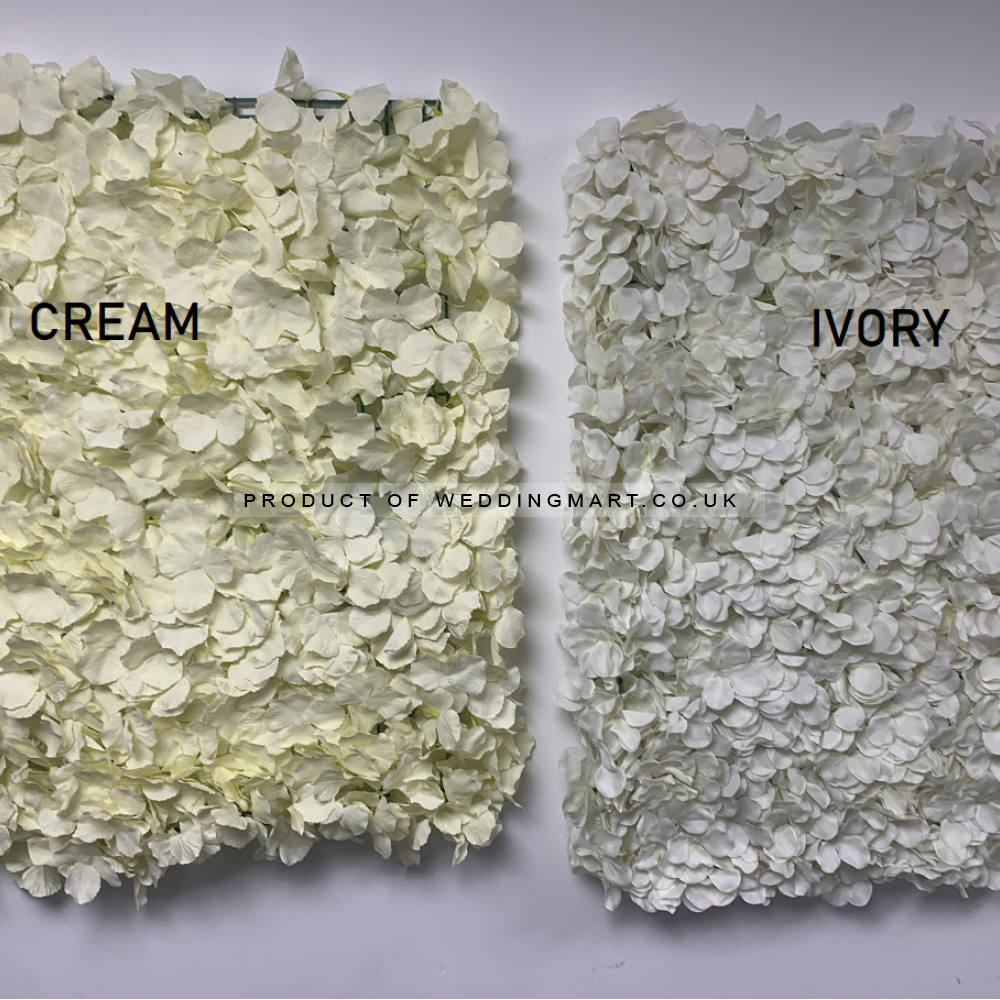 Artificial Hydrangea Flower Wall Panel 60x40cm - CREAM