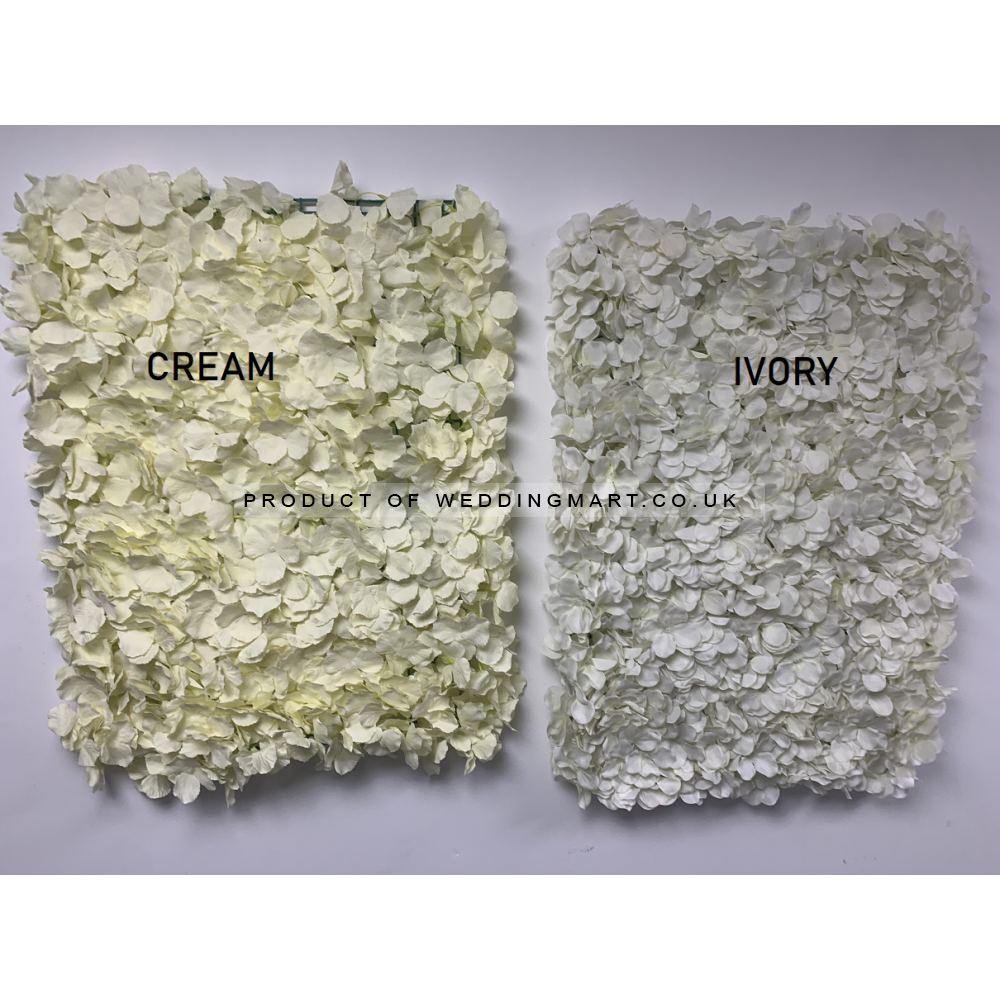 Artificial Hydrangea Flower Wall Panel 60x40cm - CREAM