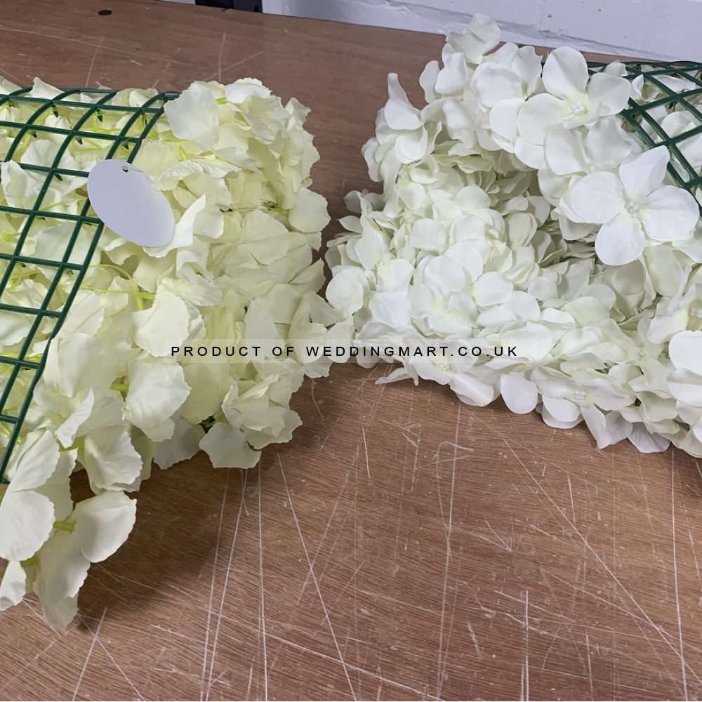 Artificial Hydrangea Flower Wall Panel 60x40cm - CREAM – Wholesale Hydrangea Flower Wall Panels for Wedding Decorators | WeddingMart