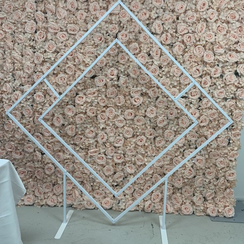 Diamond Shaped Wedding Backdrop Stand Metal Floral Arch - WHITE