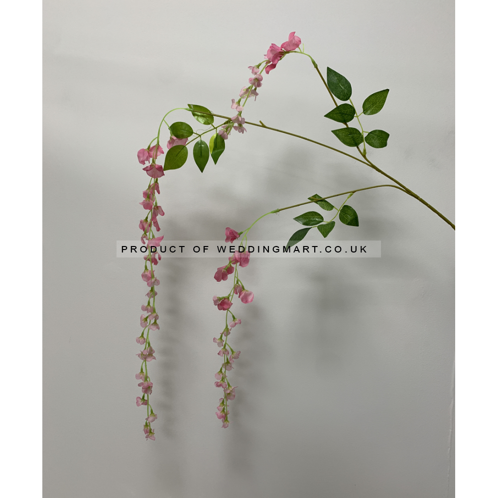 12pcs of Artificial Silk Hanging Wisteria Branh Vine Garland - Pink