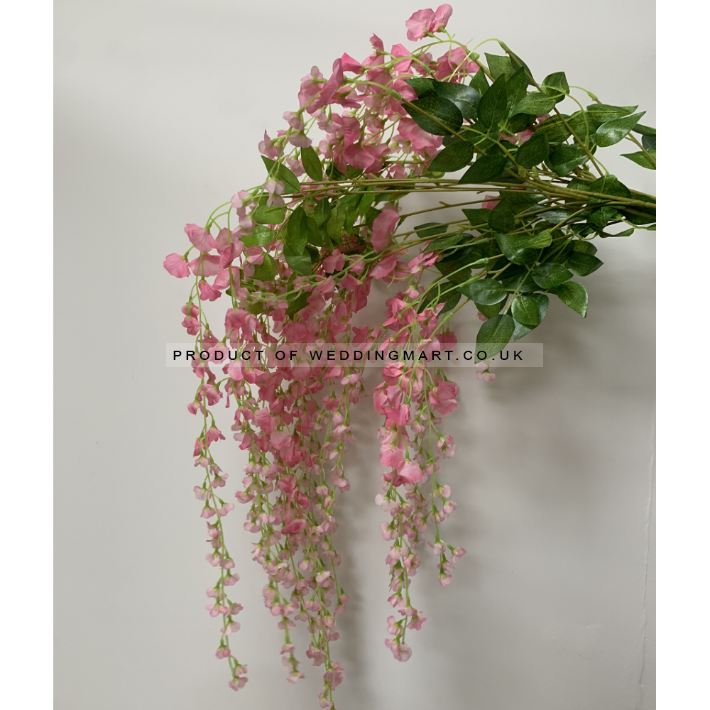 12pcs of Artificial Silk Hanging Wisteria Branh Vine Garland - Pink