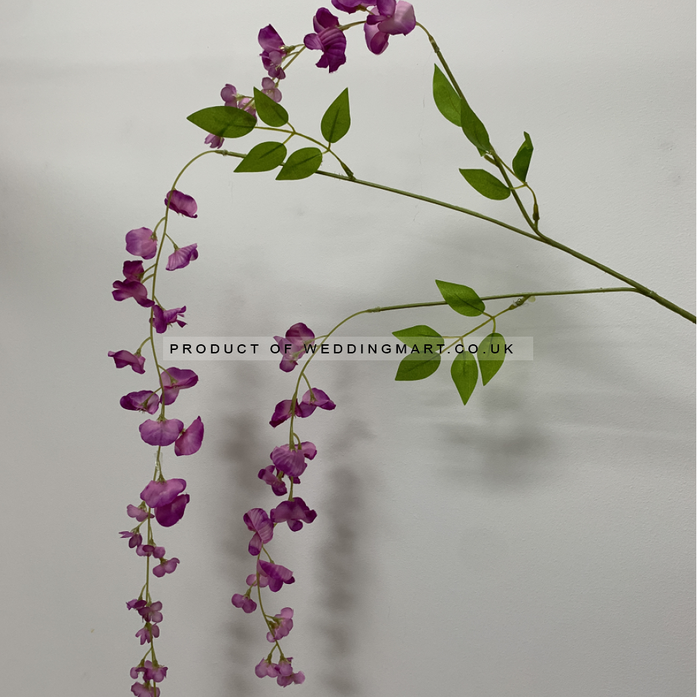 12pcs of Artificial Silk Hanging Wisteria Branh Vine Garland - Purple – Wholesale Wisteria for Wedding Decorators | WeddingMart