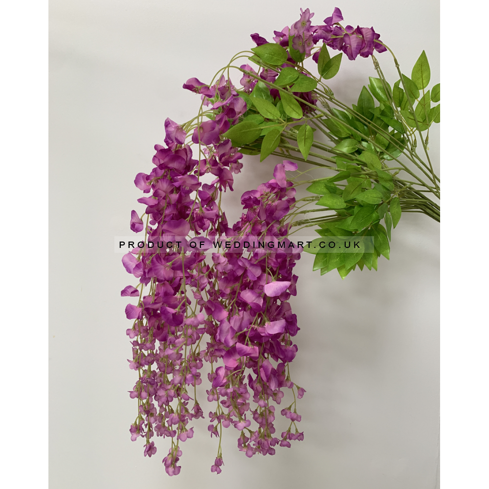 12pcs of Artificial Silk Hanging Wisteria Branh Vine Garland - Purple