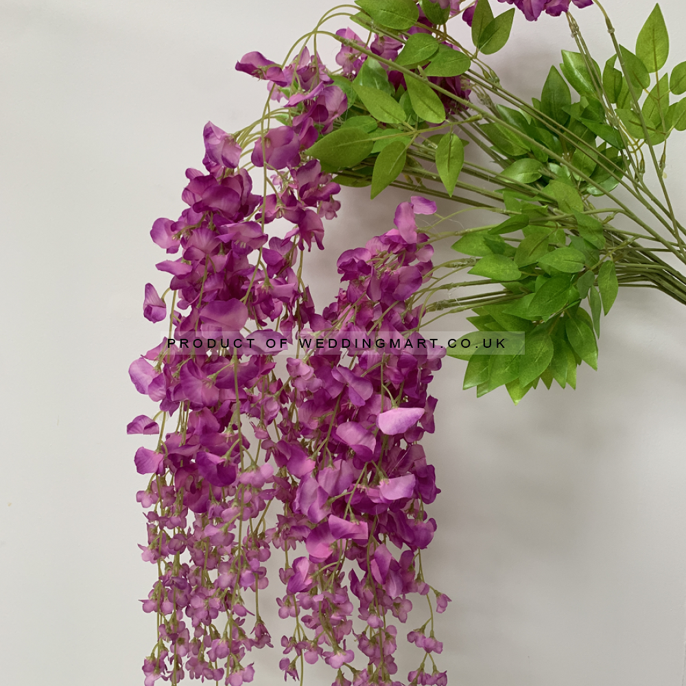 12pcs of Artificial Silk Hanging Wisteria Branh Vine Garland - Purple – Wholesale Wisteria for Wedding Decorators | WeddingMart