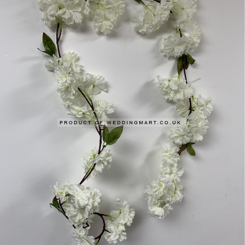 180cm Artificial Cherry Blossom Garland - Ivory – Wholesale Garlands for Wedding Decorators | WeddingMart