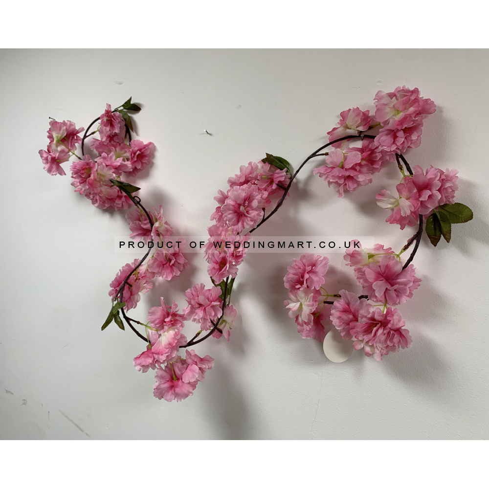 180cm Artificial Cherry Blossom Garland - Dark Pink
