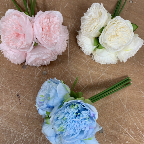 5 Heads Artificial Soft Peony Bouquet - Ivory – Wholesale Peony Bouquets for Wedding Decorators | WeddingMart