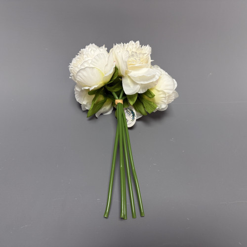 5 Heads Artificial Soft Peony Bouquet - Ivory – Wholesale Peony Bouquets for Wedding Decorators | WeddingMart