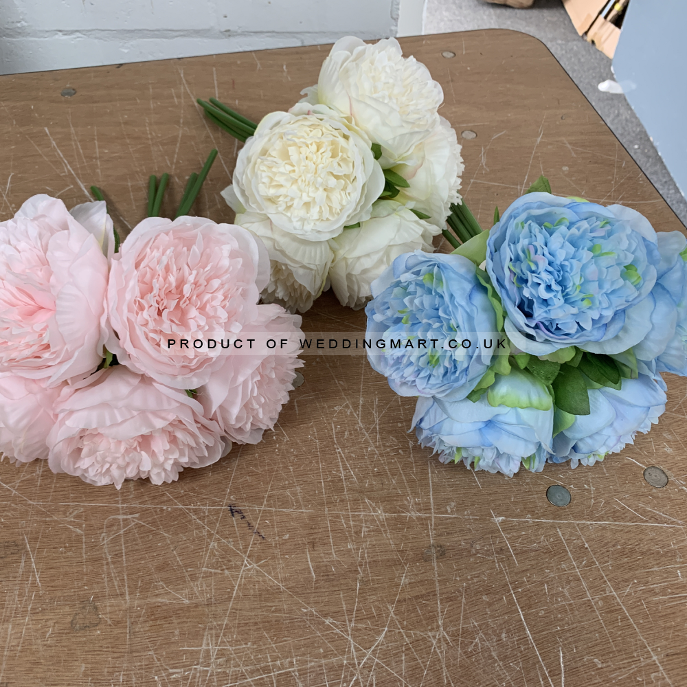5 Heads Artificial Soft Peony Bouquet - Ivory – Wholesale Peony Bouquets for Wedding Decorators | WeddingMart