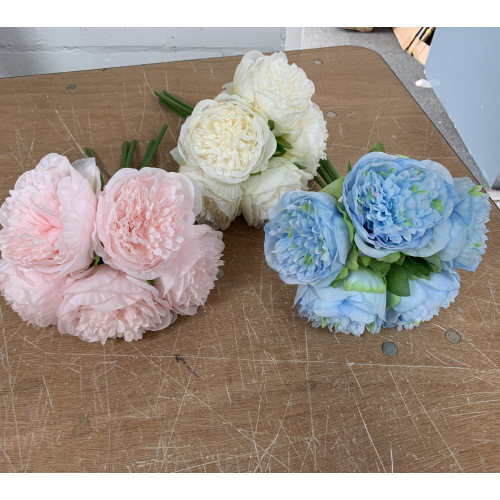 5 Heads Artificial Soft Peony Bouquet - Ivory