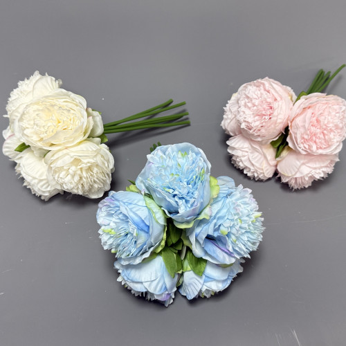 5 Heads Artificial Soft Peony Bouquet - Pink – Wholesale Peony Bouquets for Wedding Decorators | WeddingMart
