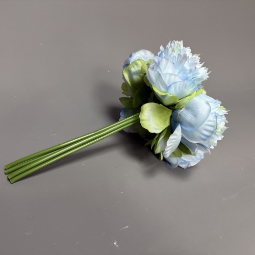 5 Heads Artificial Soft Peony Bouquet - Blue – Wholesale Peony Bouquets for Wedding Decorators | WeddingMart