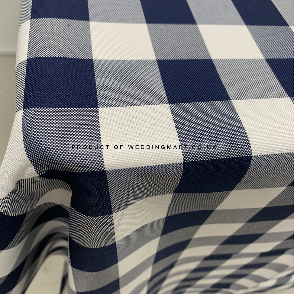 90x90 Gingham Table Cloths - Blue – Wholesale Polyester Tablecloths for Wedding Decorators | WeddingMart