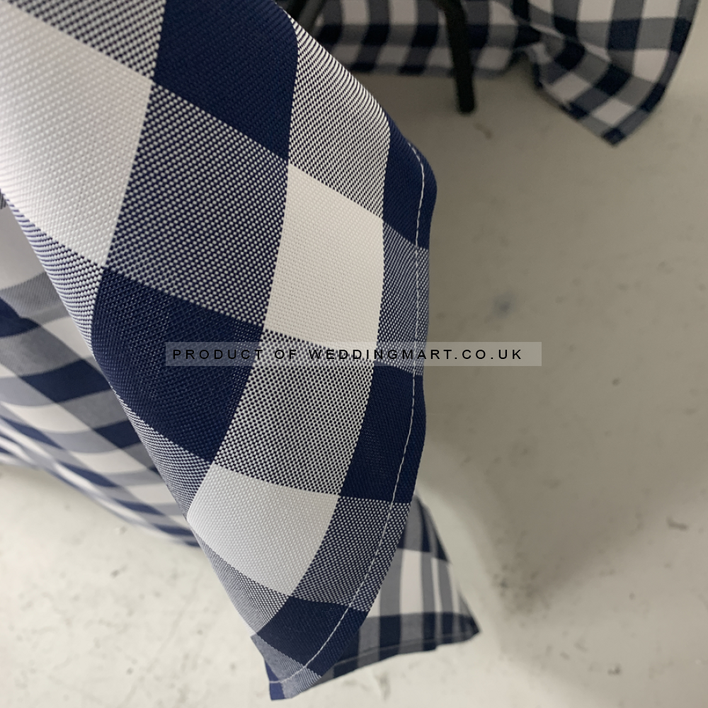 90x90 Gingham Table Cloths - Blue – Wholesale Polyester Tablecloths for Wedding Decorators | WeddingMart