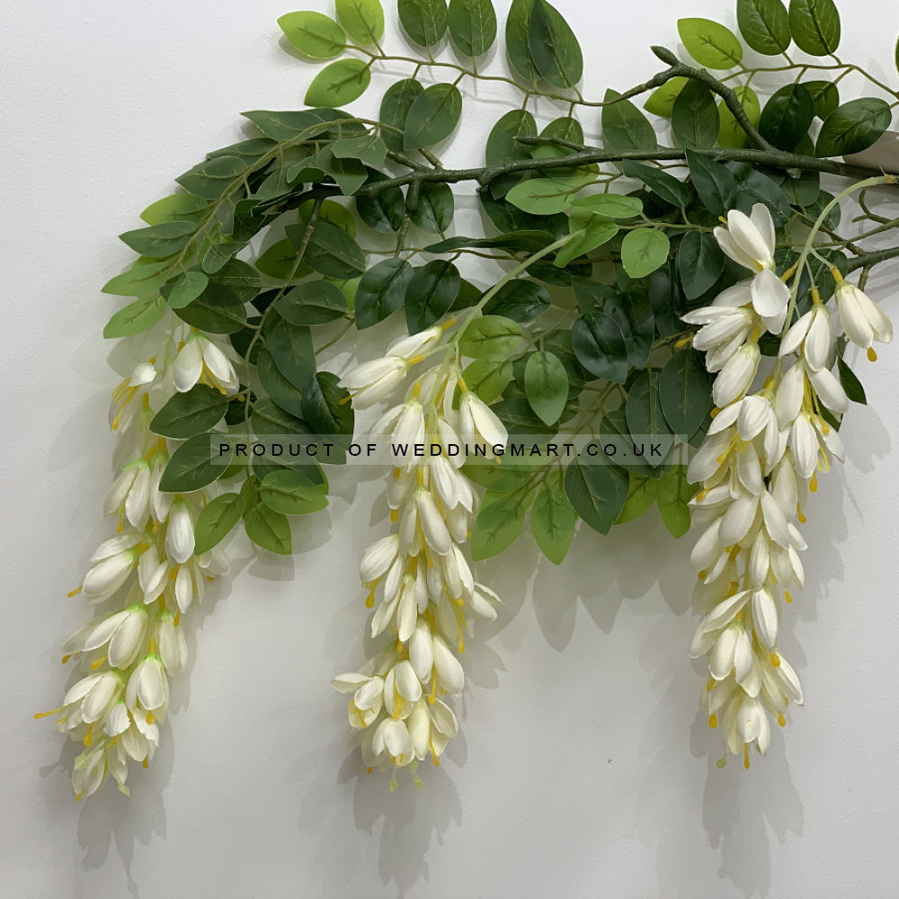 125cm Black Dragon Artificial Wisteria Spray - Ivory