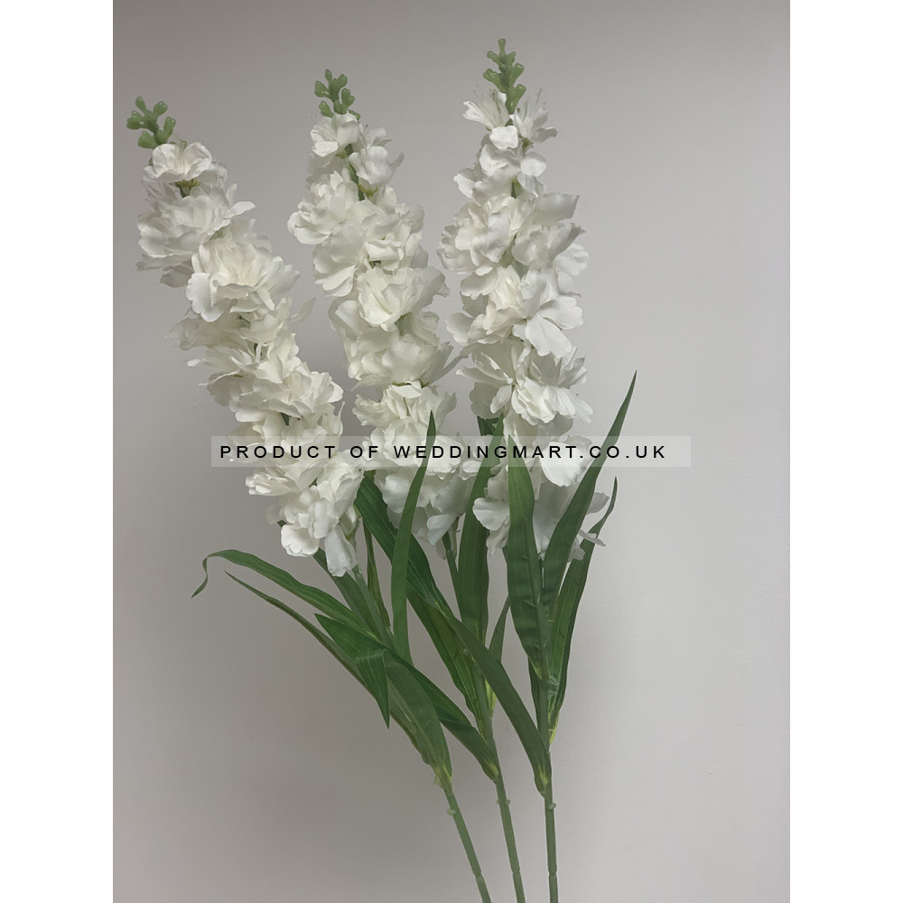 Artificial Delphinium Flower Stem - WHITE