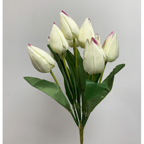 9 Heads Artificial Tulip Bouquet - Cream