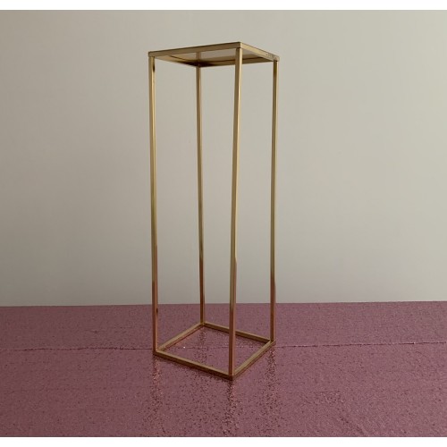 100cm Tall Rectangular Metal Wedding Flower Centerpiece Stands - French Gold