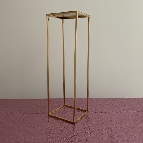 100cm Tall Rectangular Metal Wedding Flower Centerpiece Stands - French Gold