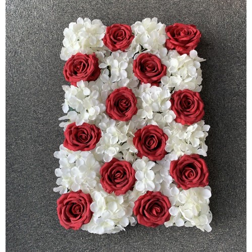 Hydrangea and Rose Flower Wall Panel - Red and White