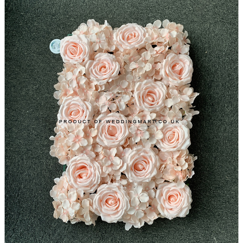 Hydrange and Rose Flower Wall Panel 60x40cm - Peach
