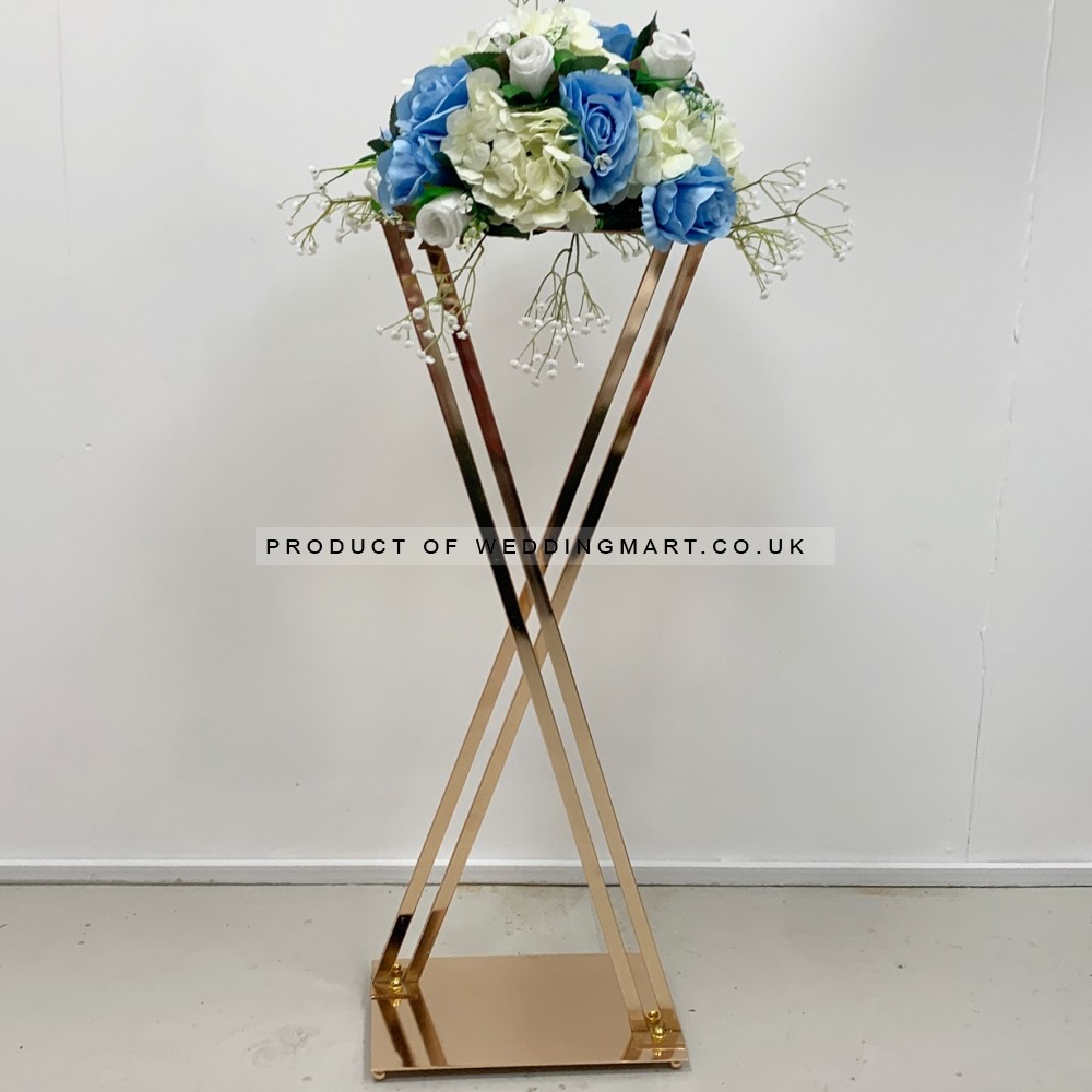 80cm Cross Legs Wedding Metal Floral Stand - Gold