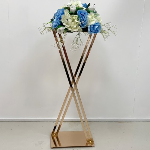 80cm Cross Legs Wedding Metal Floral Stand - Gold