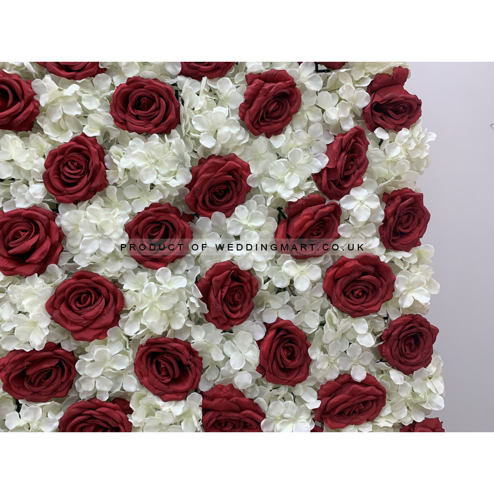 8ftx8ft Ivory and Red Wedding Flower Wall - RFW2201