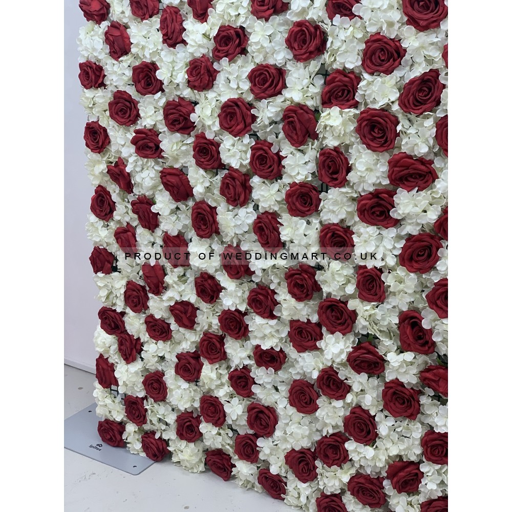 8ftx8ft Ivory and Red Wedding Flower Wall - RFW2201