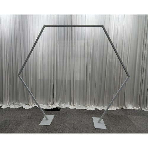 220cm Hexagonal Geometric Wedding Arch Frame - SILVER