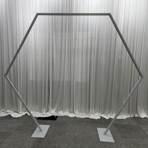 220cm Hexagonal Geometric Wedding Arch Frame - SILVER – Wholesale Metal Wedding Arch Frames for Wedding Decorators | WeddingMart