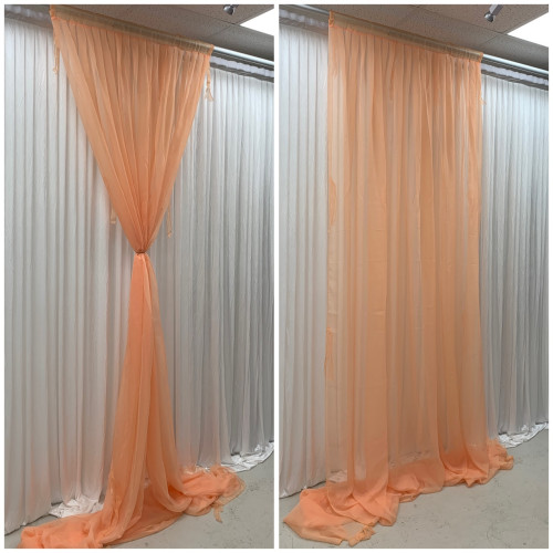 1m (w) x 4m (h) Voil Overlay Panel - Peach – Wholesale Voil Overlays for Wedding Decorators | WeddingMart