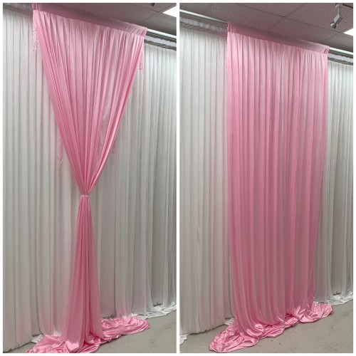 1m (w) x 4m (h) Silk Wedding Backdrop Overlay Panel - Pink