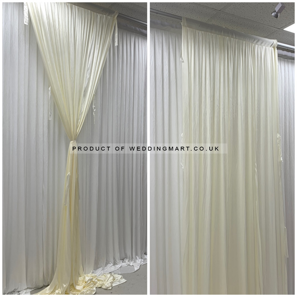 1m (w) x 4m (h) Silk Wedding Backdrop Overlay Panel - IVORY – Wholesale Silk Overlays for Wedding Decorators | WeddingMart